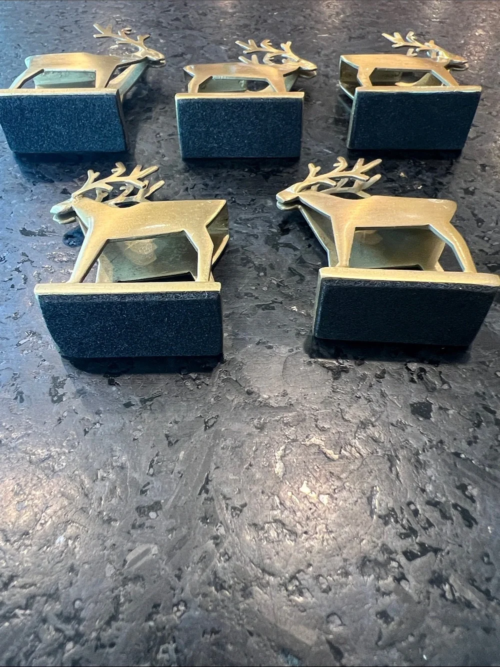 Pottery Barn Brass Reindeer Napkin Rings - Gold Finish